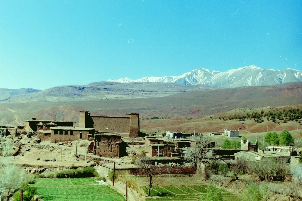 Village landscape in the Atlas Mountains of Morocco